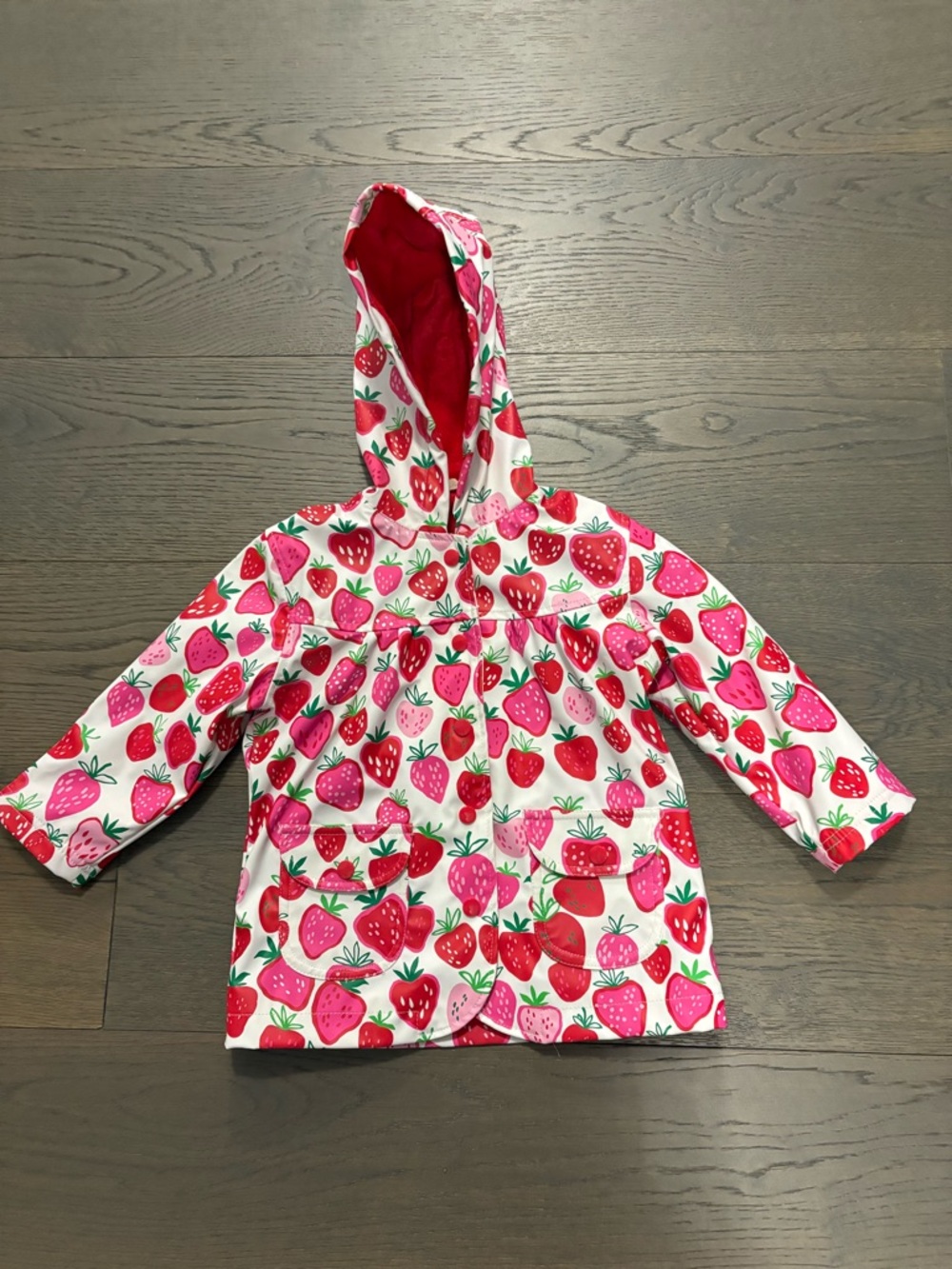 Hatley girls strawberry spring raincoat 2T new